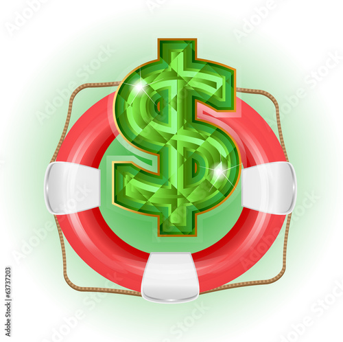 Lifesaver with dollar symbol