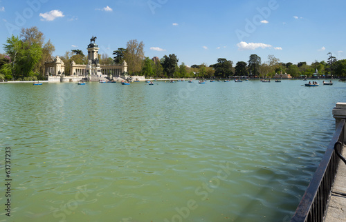Lake in the Retiro Park in Madrid in spring