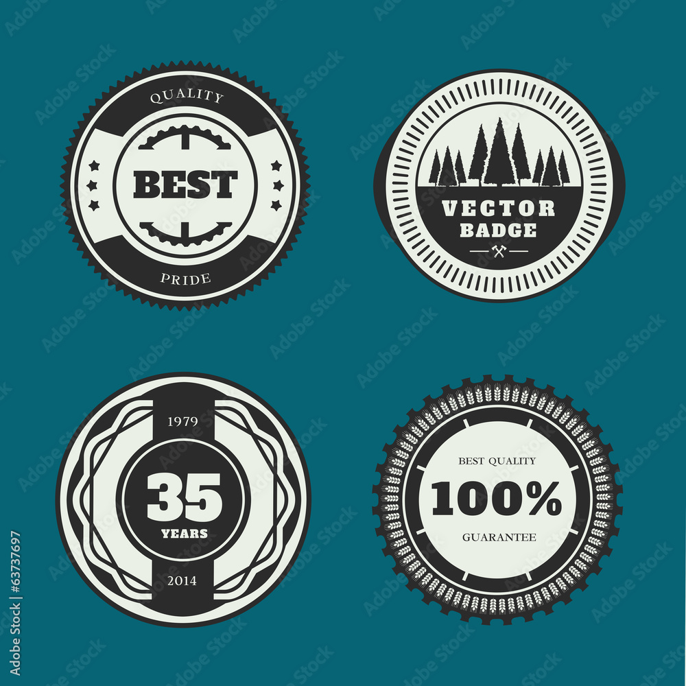 Obraz premium Set of retro badges. Vintage Round icons. Vector collection.