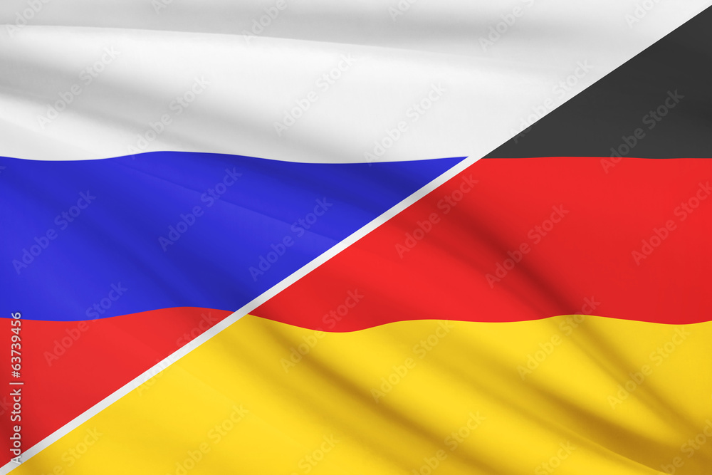 Series of ruffled flags. Russia and Germany. Series of ruffled flags. Russia and Germany.