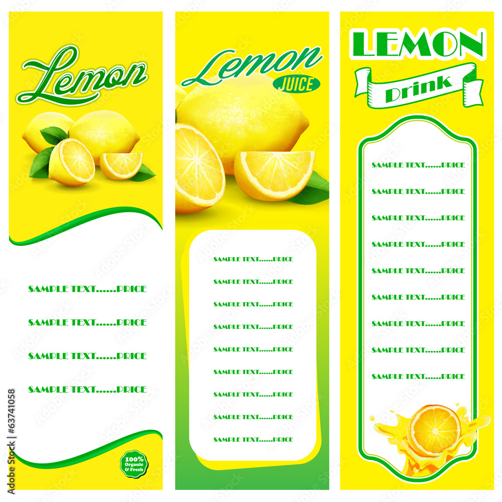 LEMON DRINK MENU vector de Stock Adobe Stock