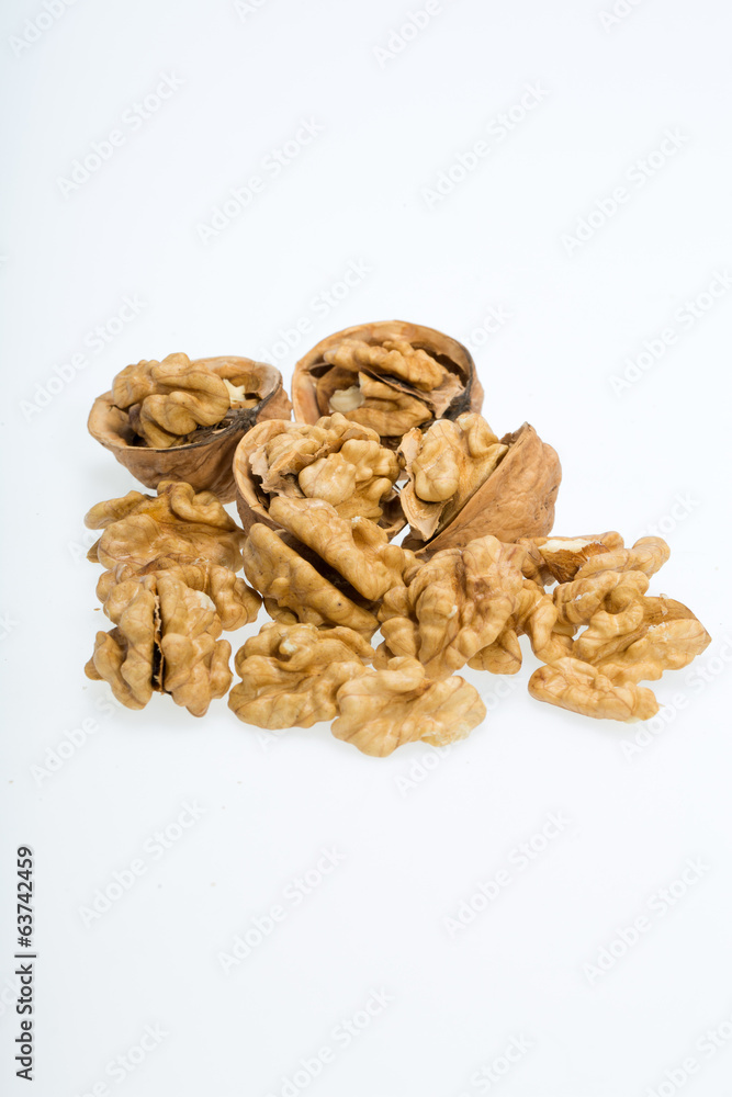 cracked walnut isolated on the white background cracked walnut isolated on the white background