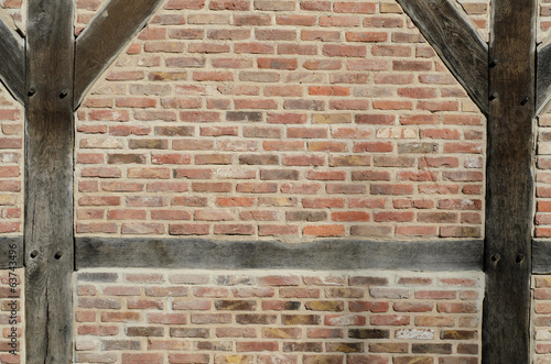 Brick wall of the half timbered house  background