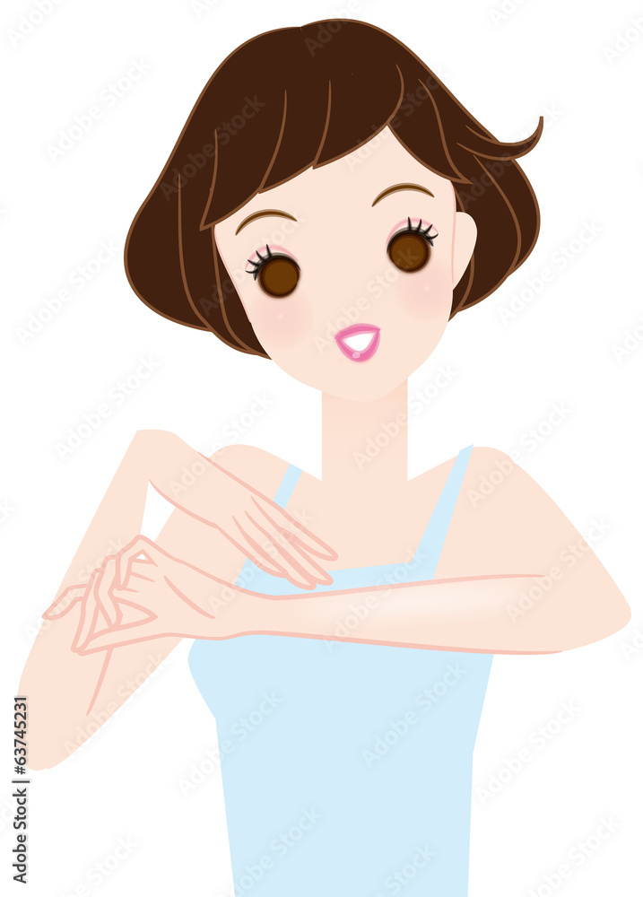 腕がツルツルの女性