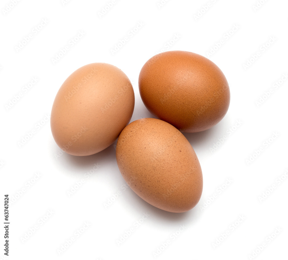 Three brown eggs isolated on white background Three brown eggs isolated on white background