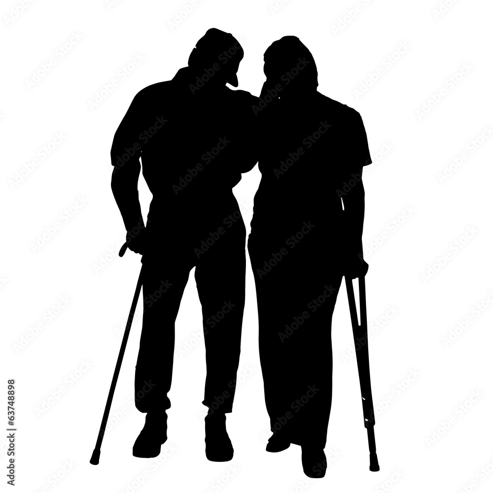 Vector silhouette of old people. Vector silhouette of old people.
