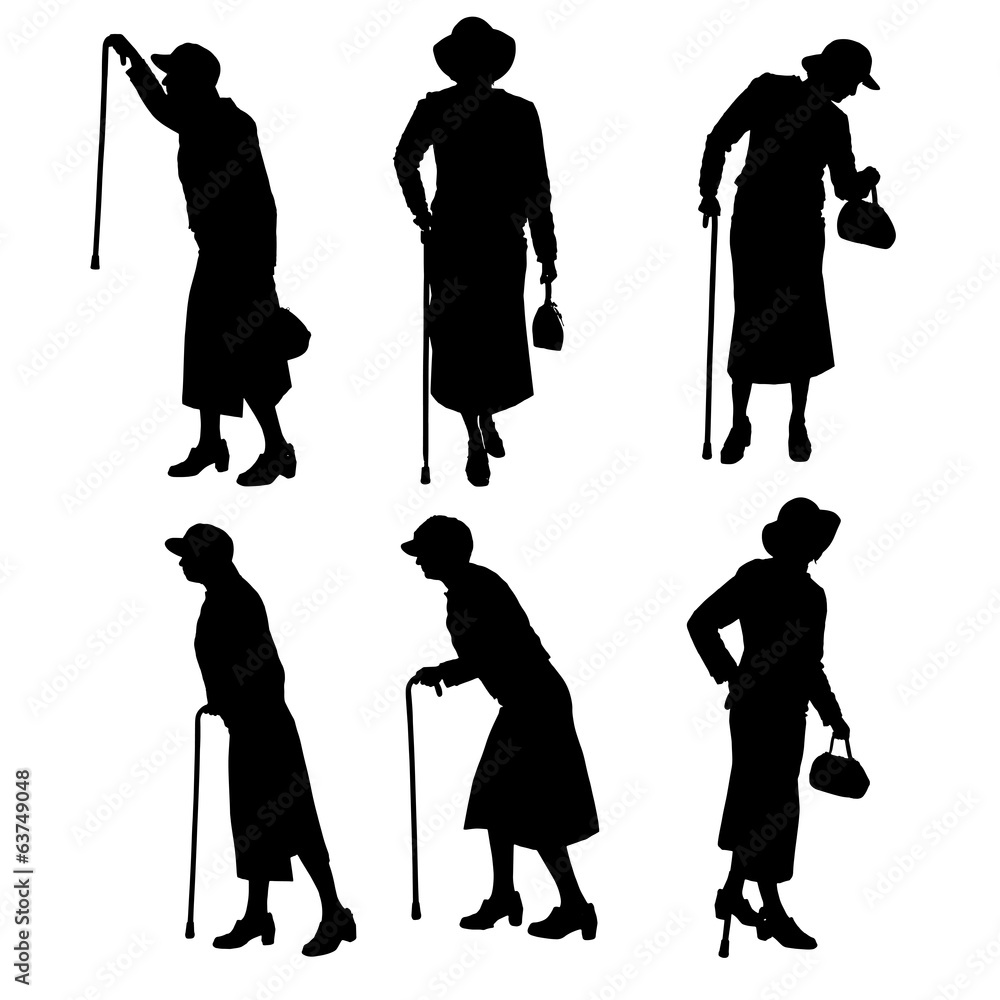 Vector silhouette of old people. Vector silhouette of old people.