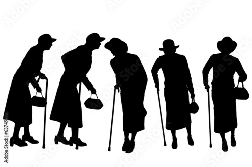 Vector silhouette of old people.