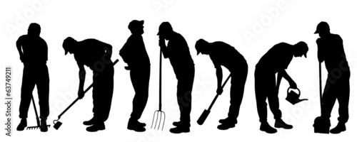 Vector silhouette of gardener.