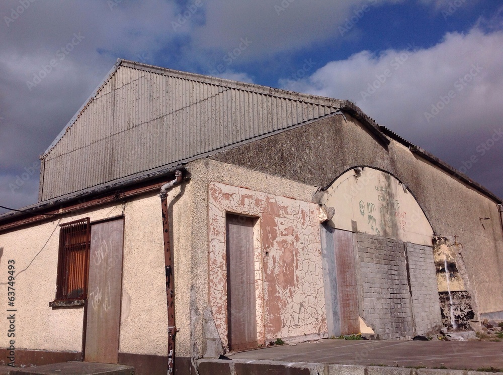 old abandoned cattle mart building in ireland