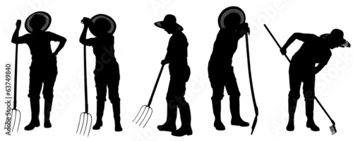 Vector silhouette of a gardener.