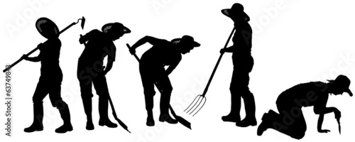 Vector silhouette of a gardener.