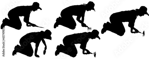 Vector silhouette of a gardener.