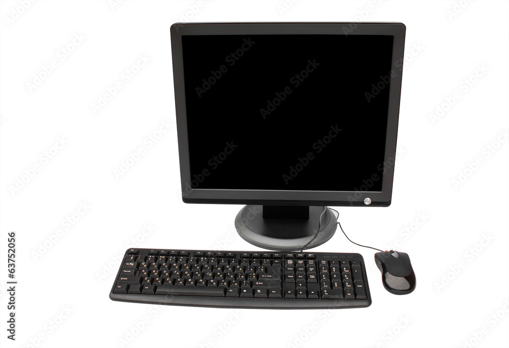 black monitor, keyboard and mouse black monitor, keyboard and mouse