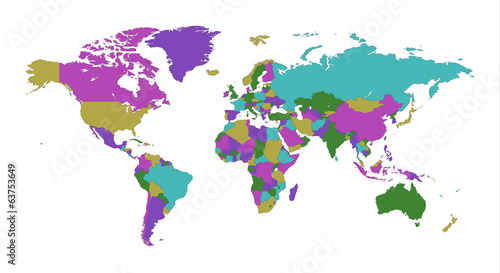 World Map color funky white