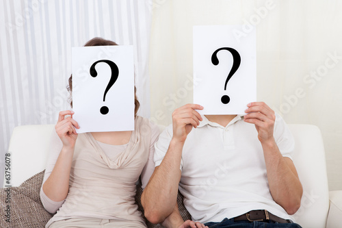 Couple with question marks photo