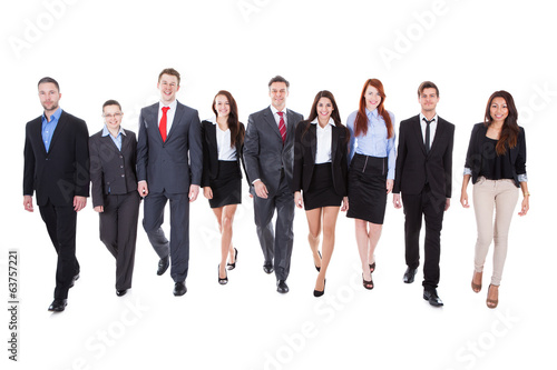 Large group of business people walking