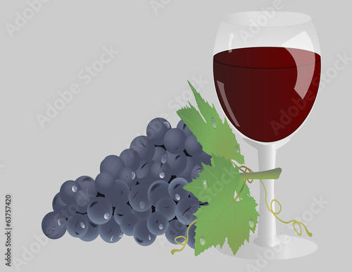 glass of wine and grapes