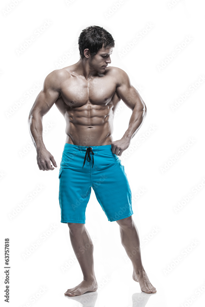 Strong Athletic Man Fitness Model Torso showing big muscles Strong Athletic Man Fitness Model Torso showing big muscles