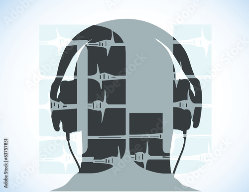 head with the inscription DJ headphones