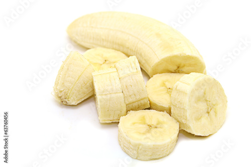 banana slices on withe background isolated