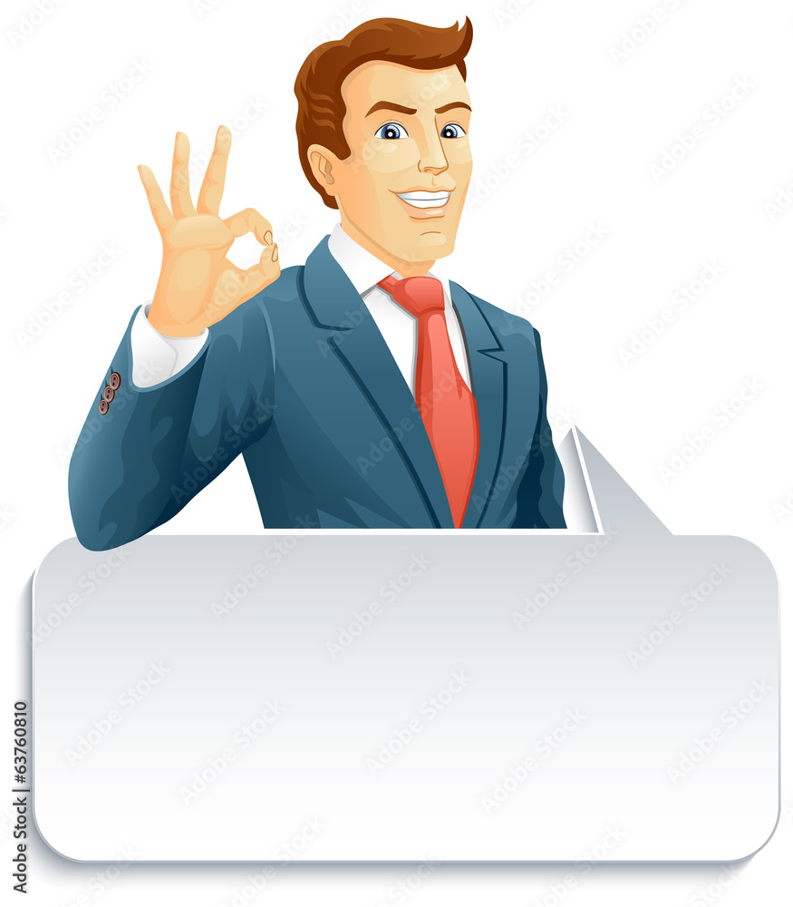 Smiling businessman with speech bubble Smiling businessman with speech bubble