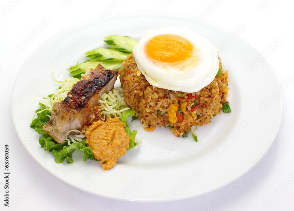 asian food fried rice with pork and egg asian food fried rice with pork and egg