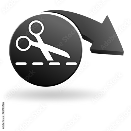 découpe du coupon réponse sur symbole noir