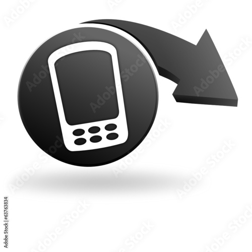 téléphone portable sur symbole noir