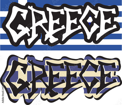 Greece word graffiti different style. Vector