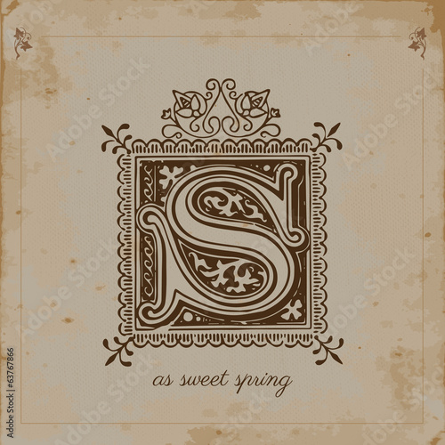 Vintage initials. Letter S