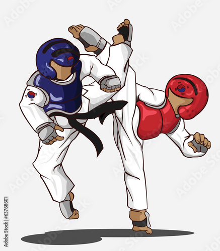 Taekwondo sparring. Martial art