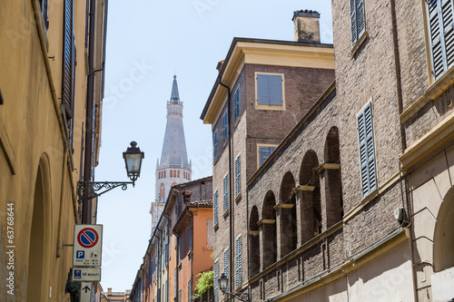 medieval street in old town of Modena  Italy