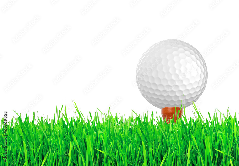 golf ball on the green grass of the golf course golf ball on the green grass of the golf course