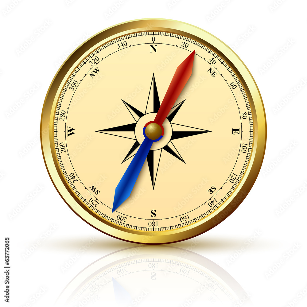 Navigation compass golden emblem