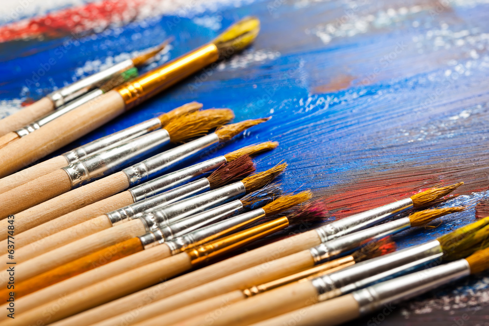 Fototapeta premium Paints and brushes