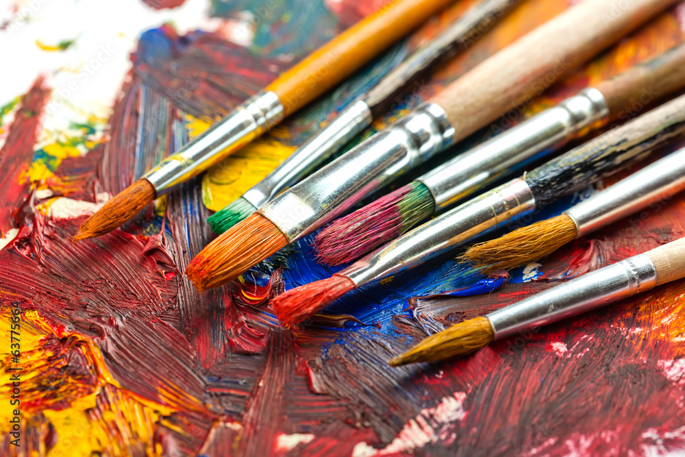Fototapeta premium Paints and brushes