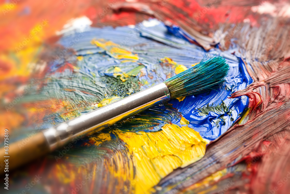 Fototapeta premium Paints and brushes