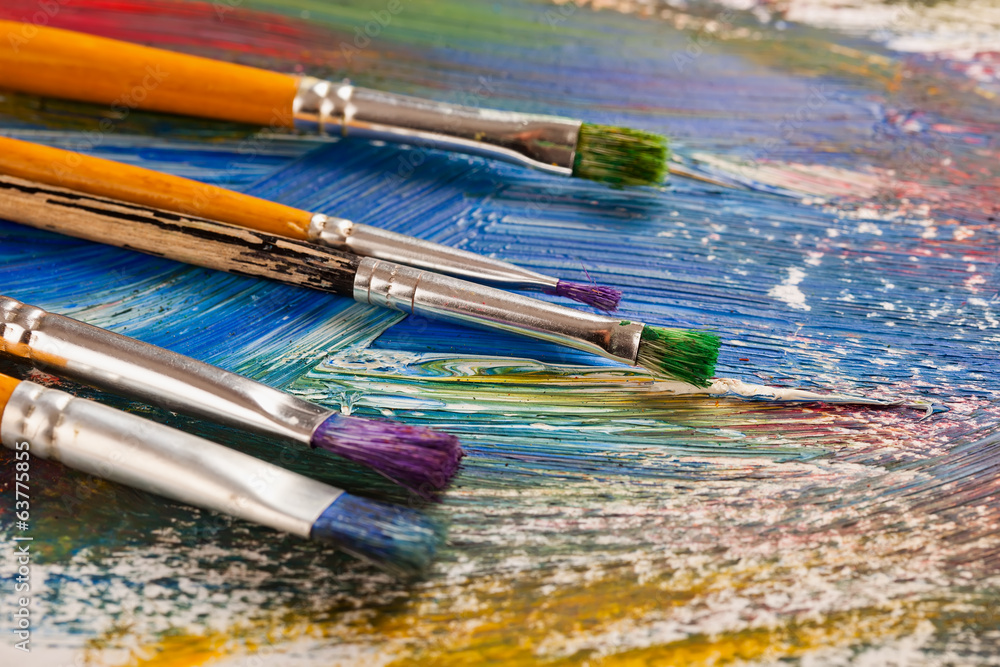 Fototapeta premium Paints and brushes