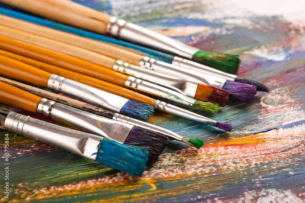 Fototapeta premium Paints and brushes