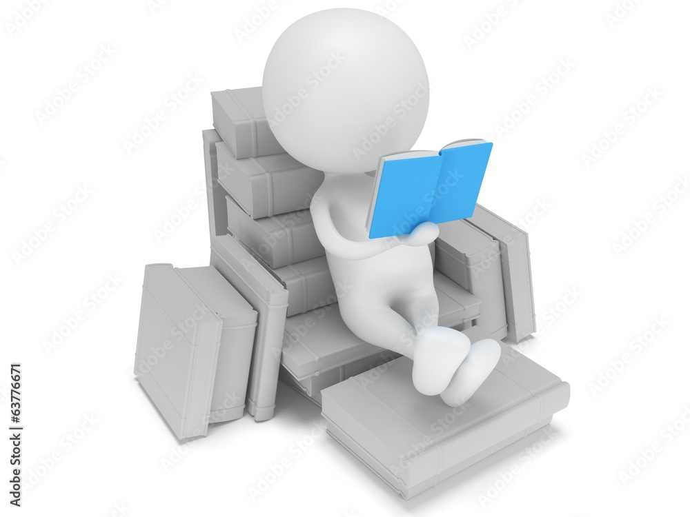 Man reading book. 3d render Man reading book. 3d render