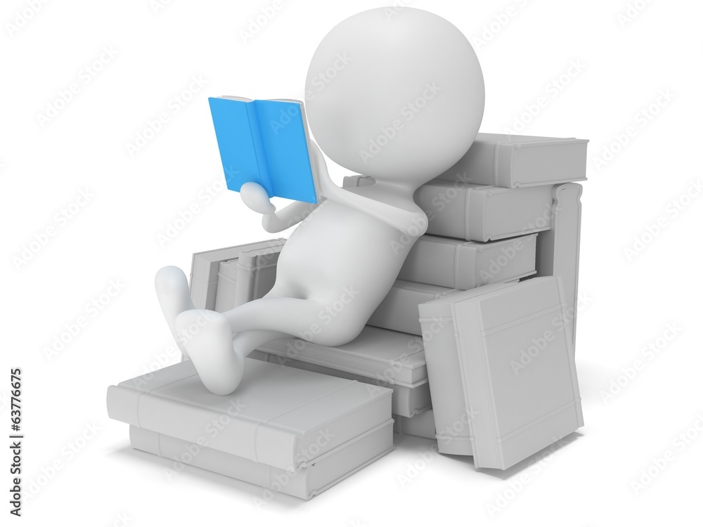 Man reading book. 3d render Man reading book. 3d render