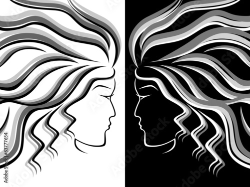 Female head silhouettes