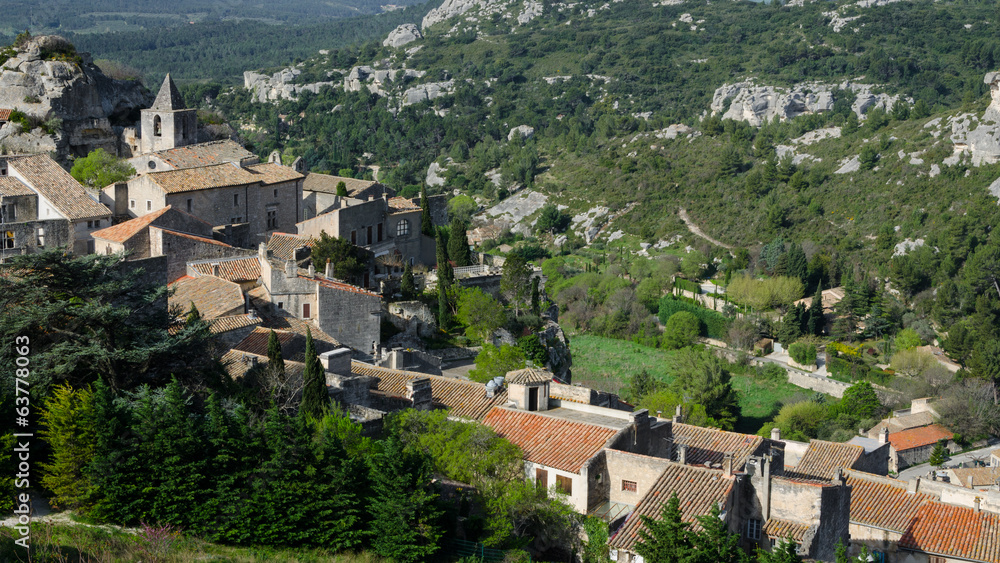 Panorama of Baux de Provence - typical Village in France