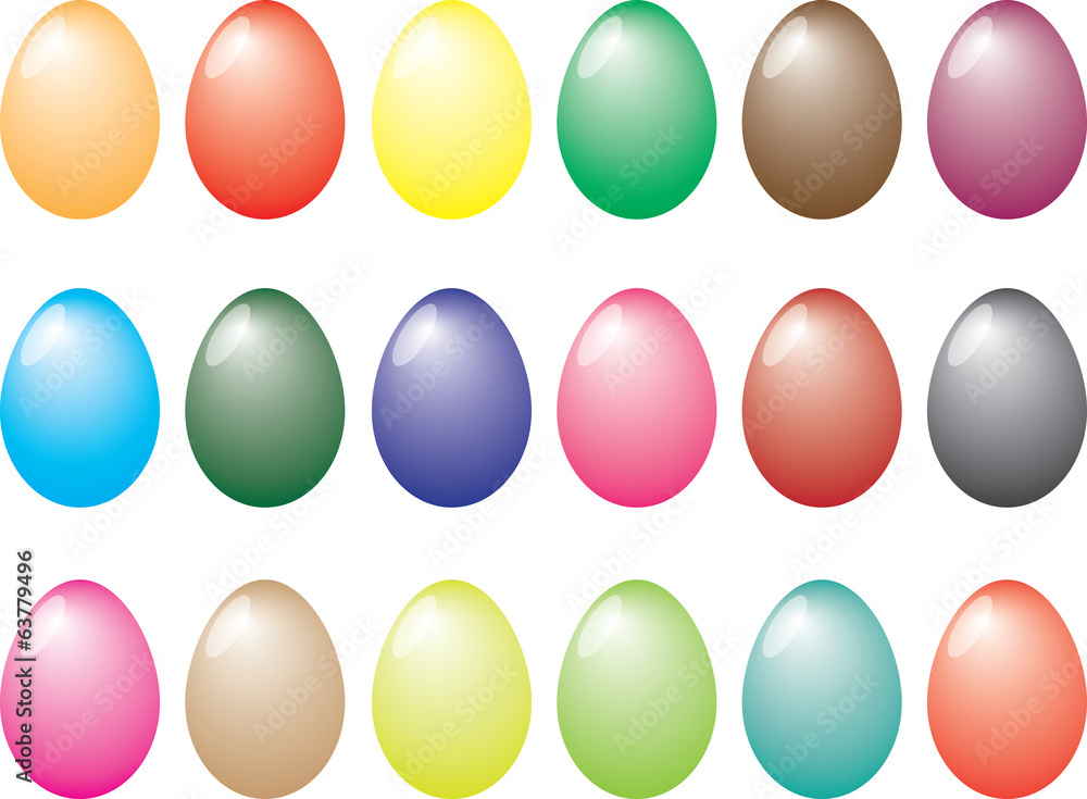 Easter eggs illustrated on white
