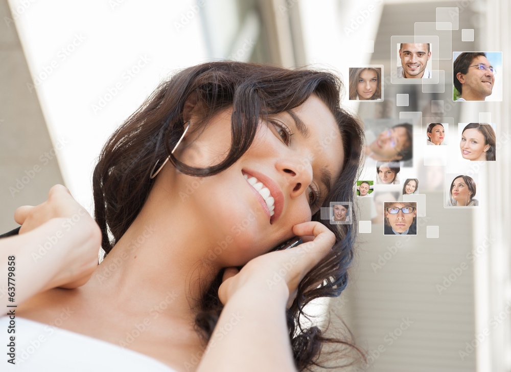 Business woman talking clients Business woman talking clients