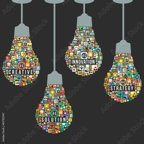 Light bulb design from icons infographics, vector format