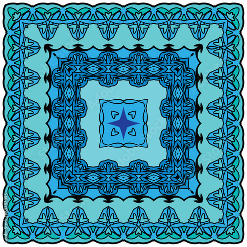 Squared background - ornamental floral pattern. Design for banda