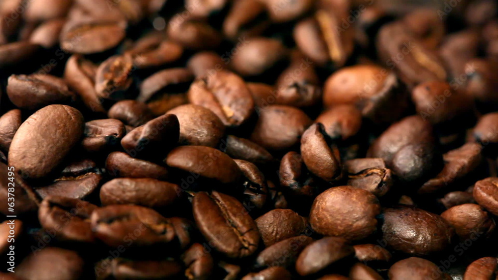 Coffee bean background. Sliding camera Coffee bean background. Sliding camera