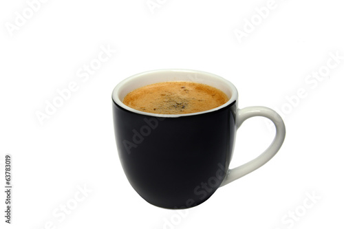 black cup of coffee isolated on white background